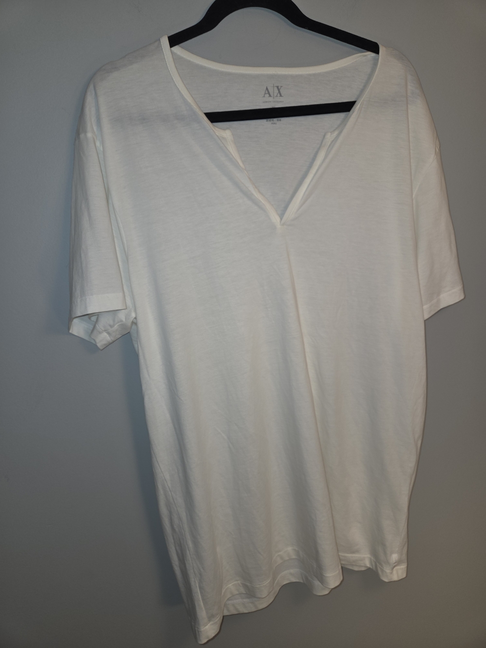 Armani Exchange Men's White Short-Sleeve V-Notch Tee